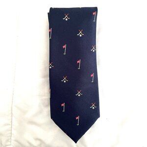 G.H. Bass & Co. Golf Neck tie Navy 18th hole Tie Golf Clubs Silk Tie